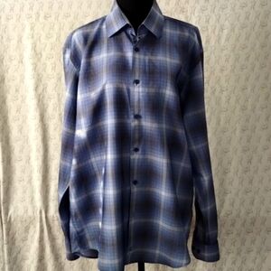TailorByrd blue striped long sleeve shirt Sz L Excellent condition